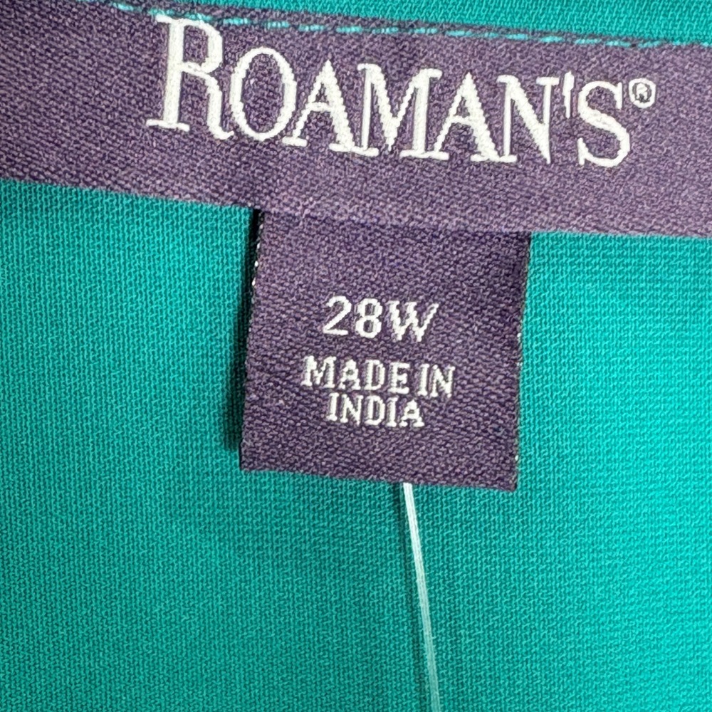 Roaman's Blouse Womens 28W Teal Green Sequin Beaded Pintuck Button Front Top - Picture 3 of 7